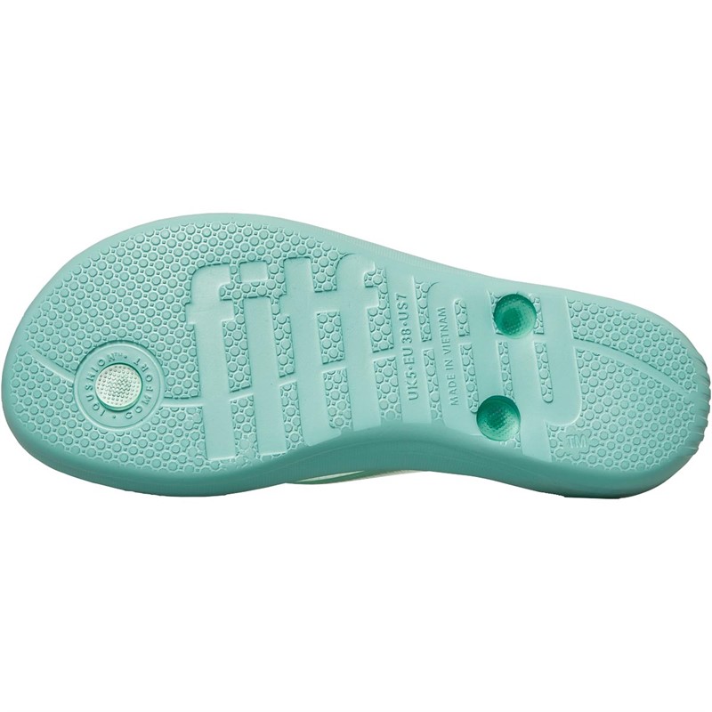 FitFlop Womens iQushion Transparent Flip Flops Sea Foam Green