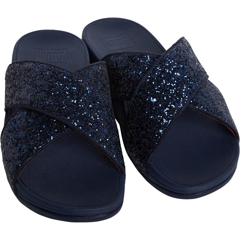 Buy FitFlop Womens Lulu Glitter Slide Sandals Midnight Navy