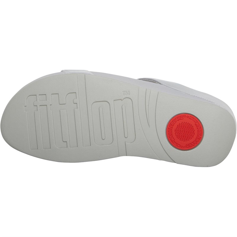 FitFlop Womens Fino Bead-Cluster Slide Sandals Silver