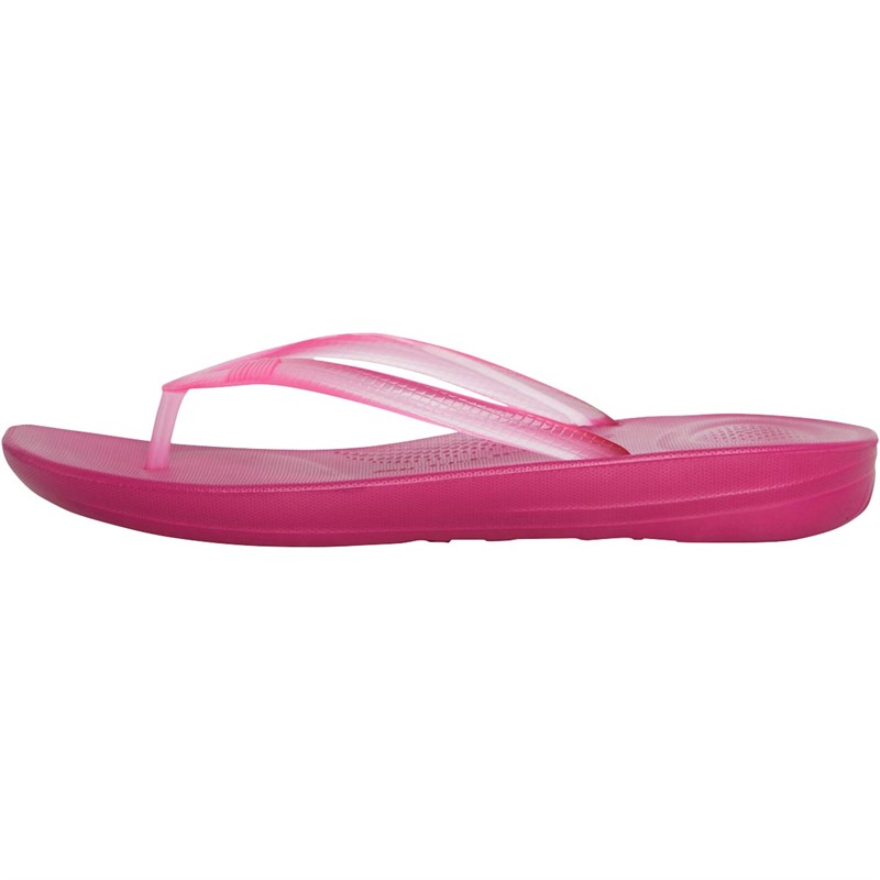 FitFlop Womens iQushion Transparent Flip Flops Fuchsia Rose