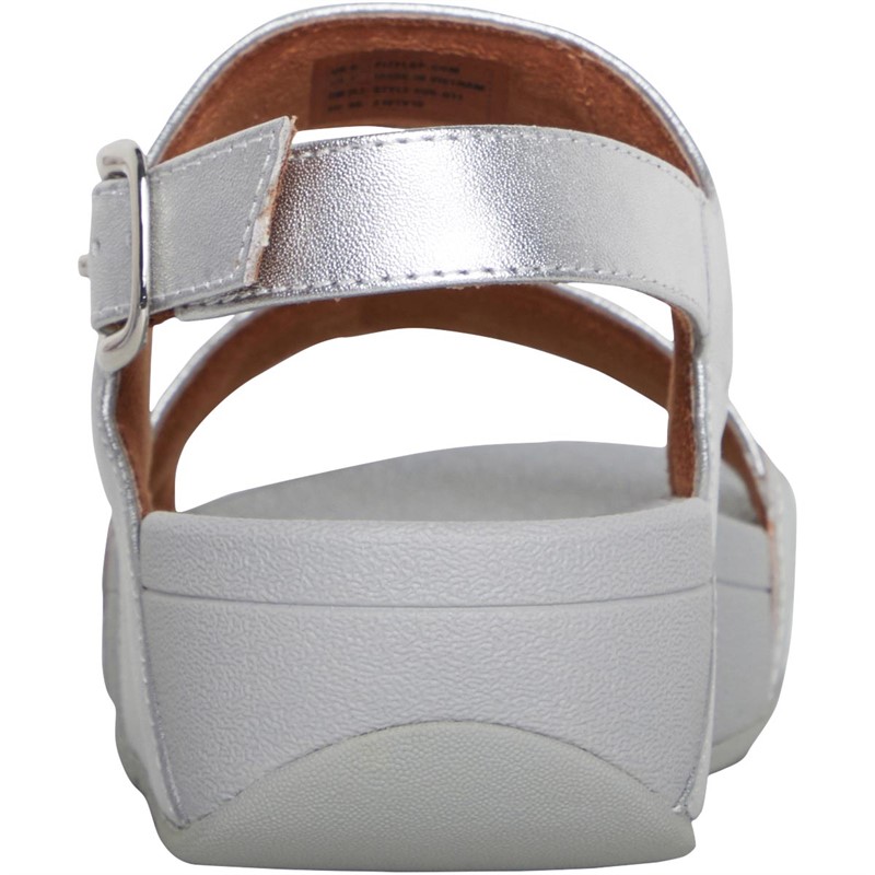 FitFlop Womens Lulu Metallic Leather Back-strap Sandals Silver