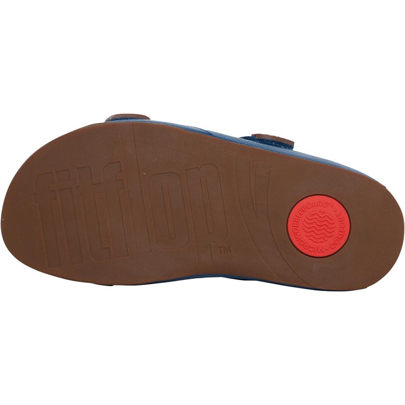 FitFlop Mens Gogh Moc Leather Slides Legion Blue
