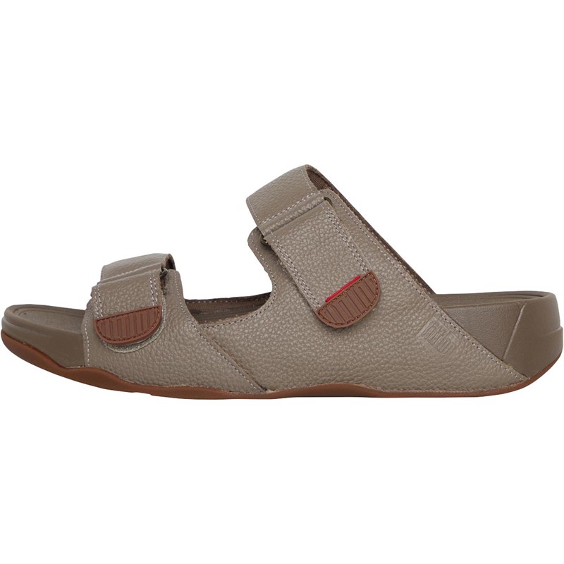 FitFlop Mens Gogh Moc Leather Slides Timberwolf Brown