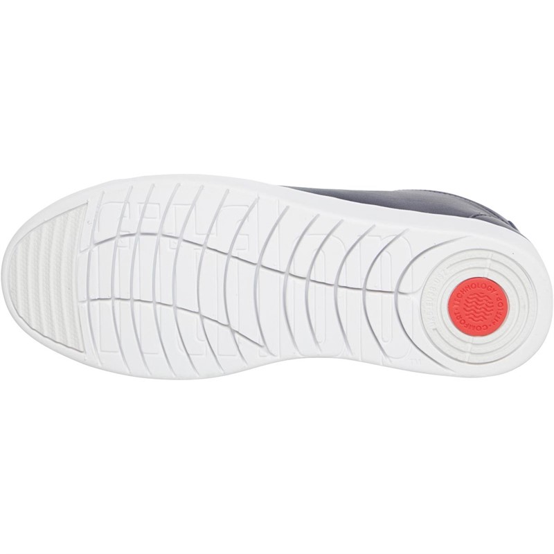 FitFlop Womens Rally Leather High-Top Trainers Midnight Navy