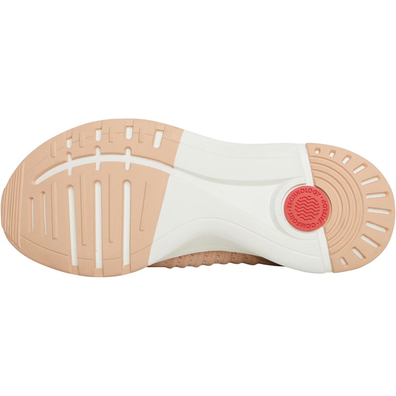 FitFlop Womens Vitamin FF Metal-Pop Knit Trainers Almond Tan/Platino