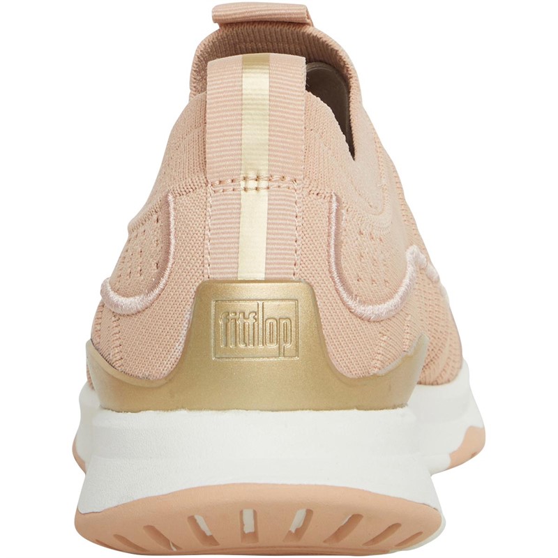 FitFlop Womens Vitamin FF Metal-Pop Knit Trainers Almond Tan/Platino