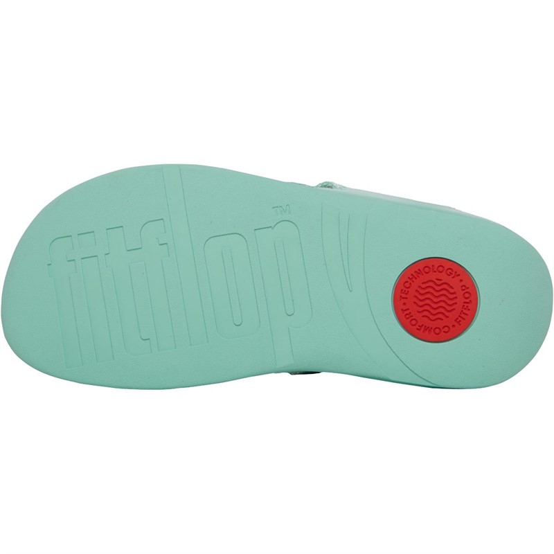 FitFlop Womens Walkstar Finestripe Webbing Toe-Post Sandals Sea Foam Green