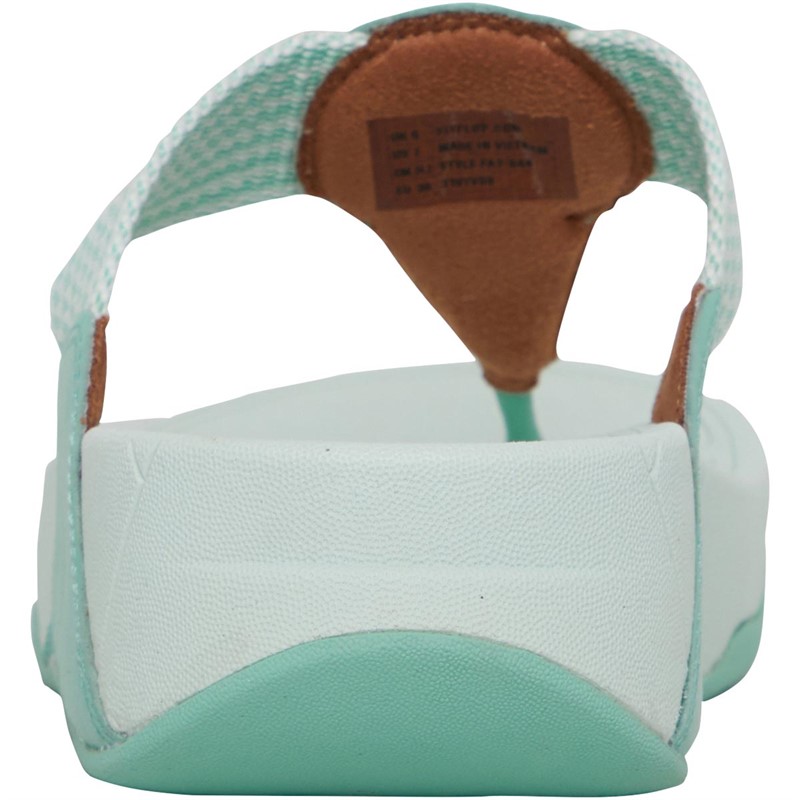 FitFlop Womens Walkstar Finestripe Webbing Toe-Post Sandals Sea Foam Green