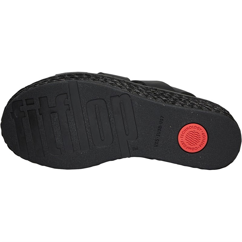 FitFlop Womens Eloise Back-Strap Espadrille Wedges Black