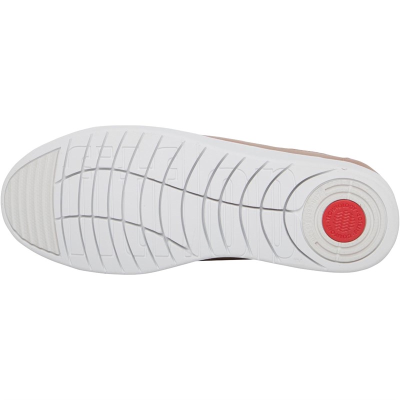 FitFlop Womens Rally Quick Stick Fastening Leather Trainers Beige