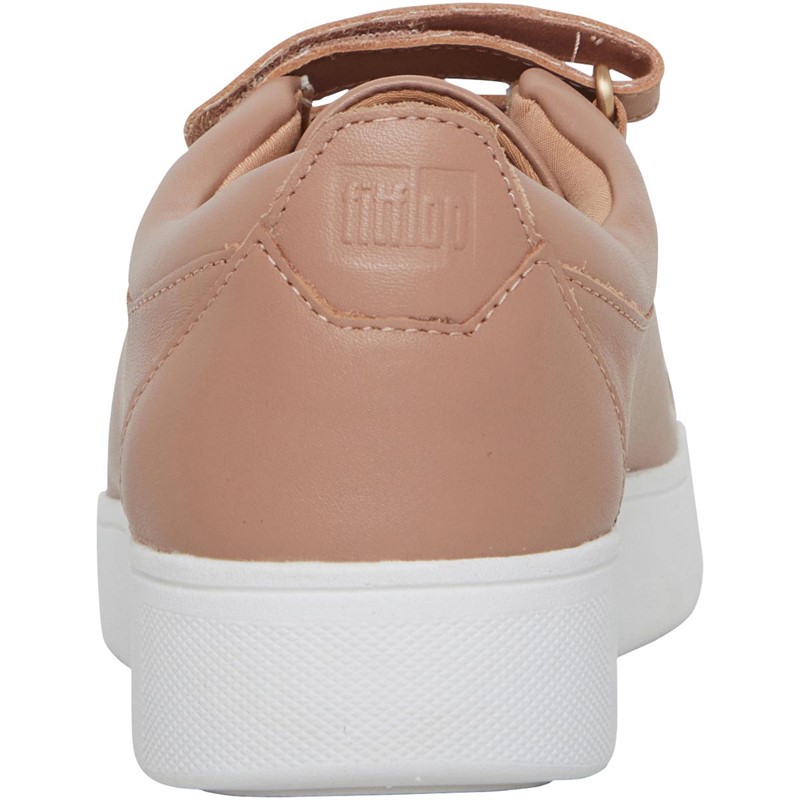 FitFlop Womens Rally Quick Stick Fastening Leather Trainers Beige