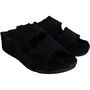 FitFlop Womens Shuv Two-Bar Shearling-Lined Suede Sliders All Black