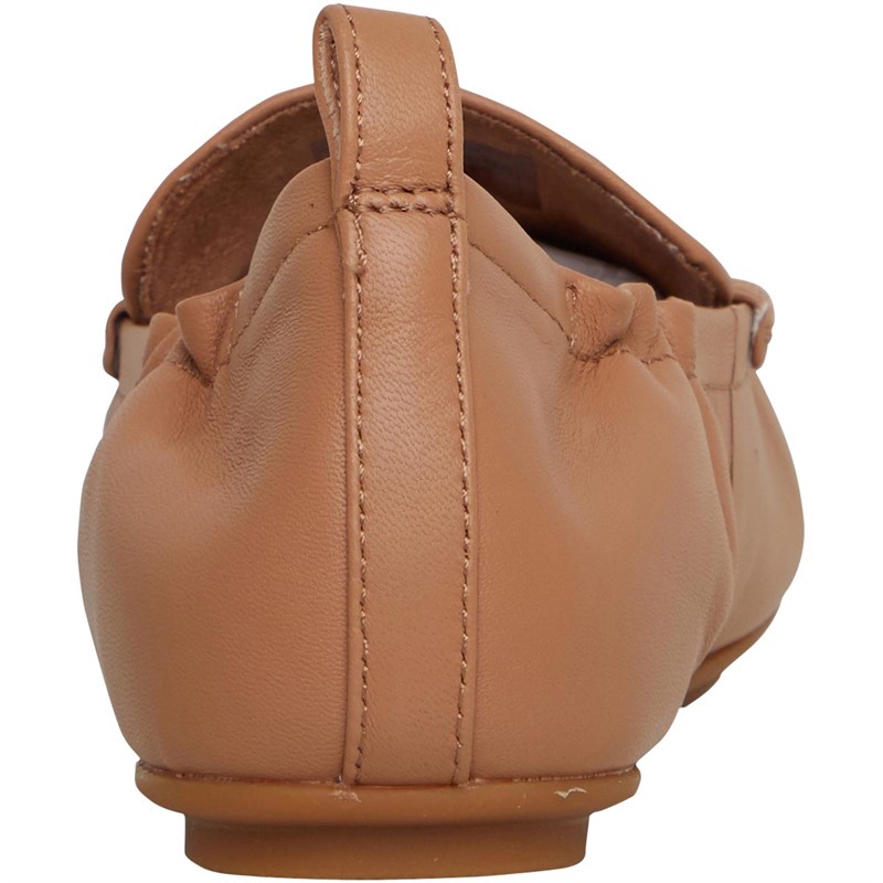 FitFlop Womens Allegro Stud-Buckle Leather Loafers Latte Tan