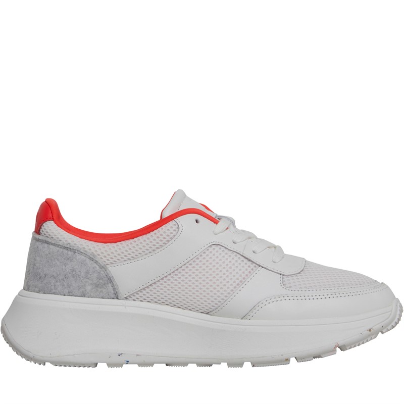 FitFlop Womens F-Mode Flatform Trainers Urban White Mix