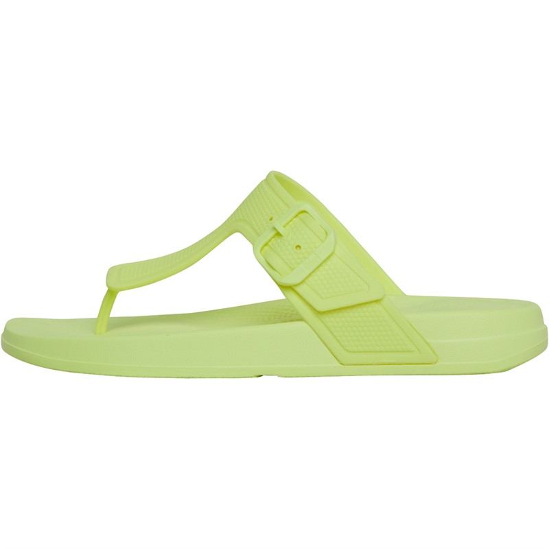 FitFlop Womens Iqushion Adjustable Buckle Flip Flops Electric Yellow