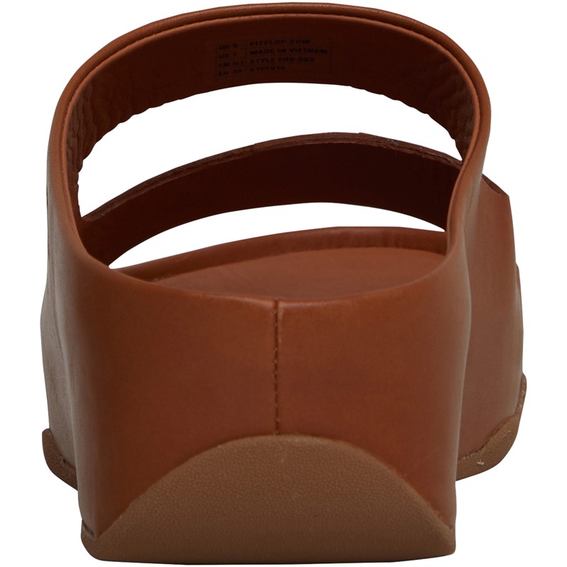 FitFlop Womens Shuv Two-Bar Leather Slides Light Tan