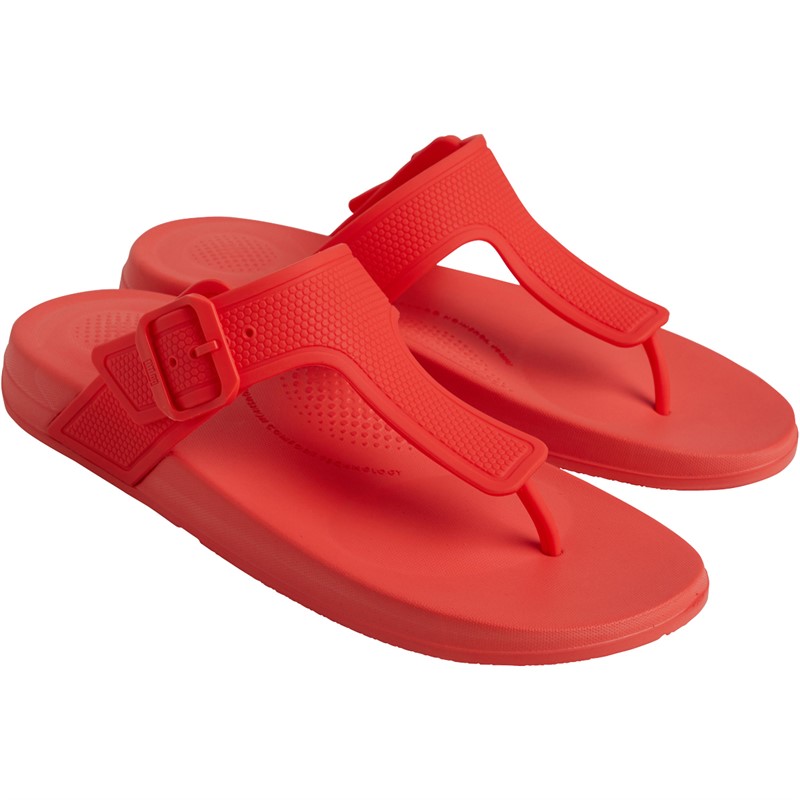 Buy FitFlop Womens Iqushion Adjustable Buckle Flip Flops Neon Orange