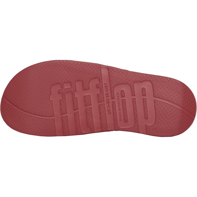 FitFlop Womens iQushion Two-Bar Buckle Sliders Dusky Red