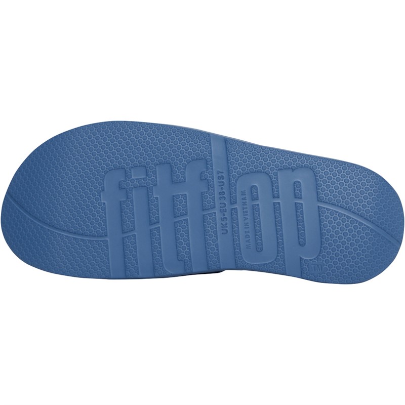 FitFlop Womens Iqushion Two-Bar Buckle Sliders Sail Blue