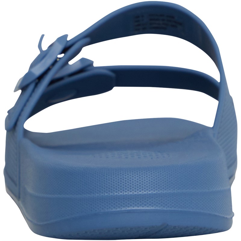 FitFlop Womens Iqushion Two-Bar Buckle Sliders Sail Blue