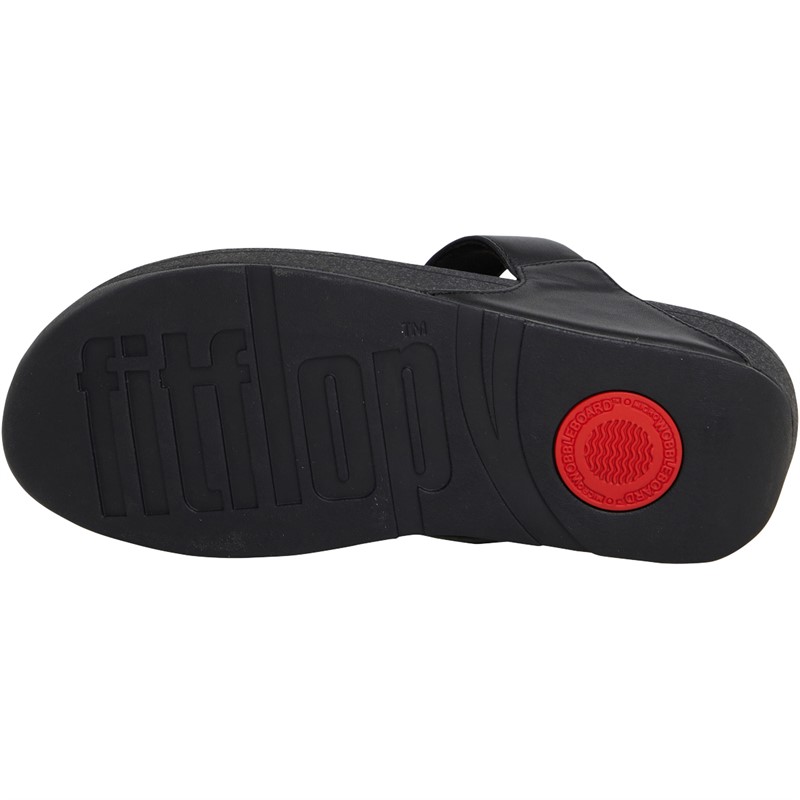 FitFlop Womens Lulu Crystal-Circlet Leather Sandals All Black