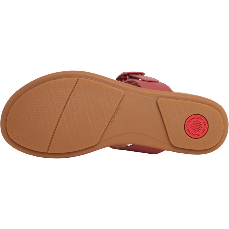 FitFlop Womens Gracie Rubber-Buckle Leather Sandals Dusky Red