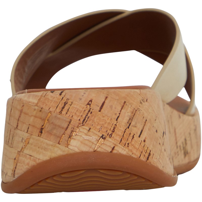 FitFlop Womens F-Mode Flatform Cross Slides Platino