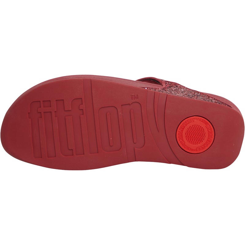 FitFlop Womens Lulu Glitter Sandals Dusky Red