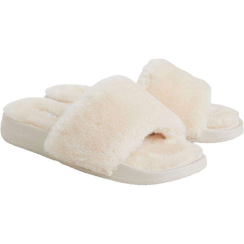 FitFlop Womens Iqushion Shearling Sliders Ivory