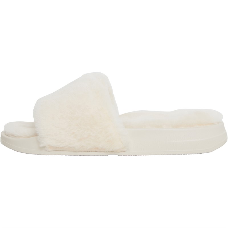 FitFlop Womens Iqushion Shearling Sliders Ivory