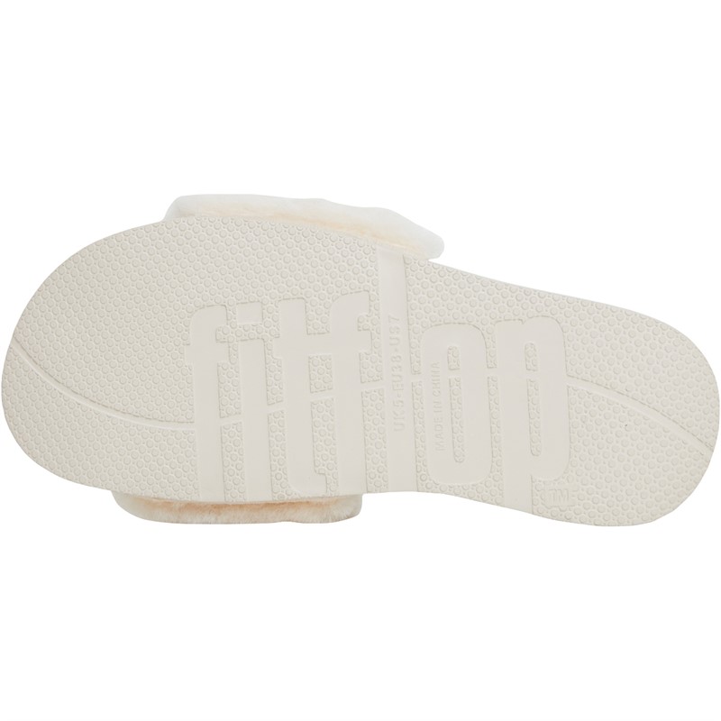 FitFlop Womens Iqushion Shearling Sliders Ivory