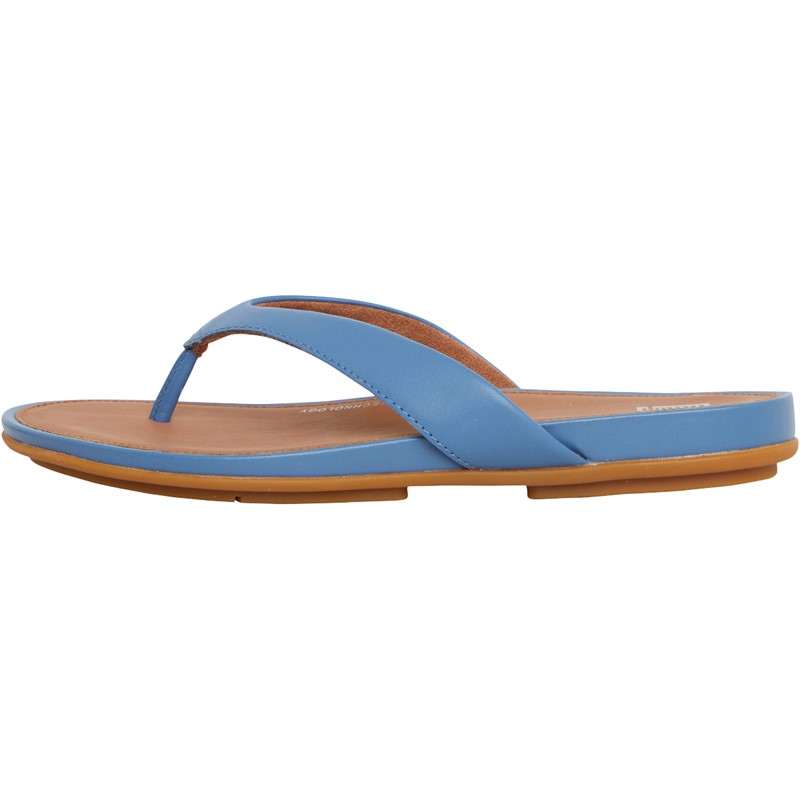 FitFlop Womens Gracie Leather Flip-Flops Sail Blue