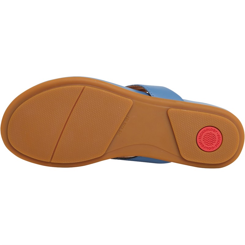 FitFlop Womens Gracie Leather Flip-Flops Sail Blue