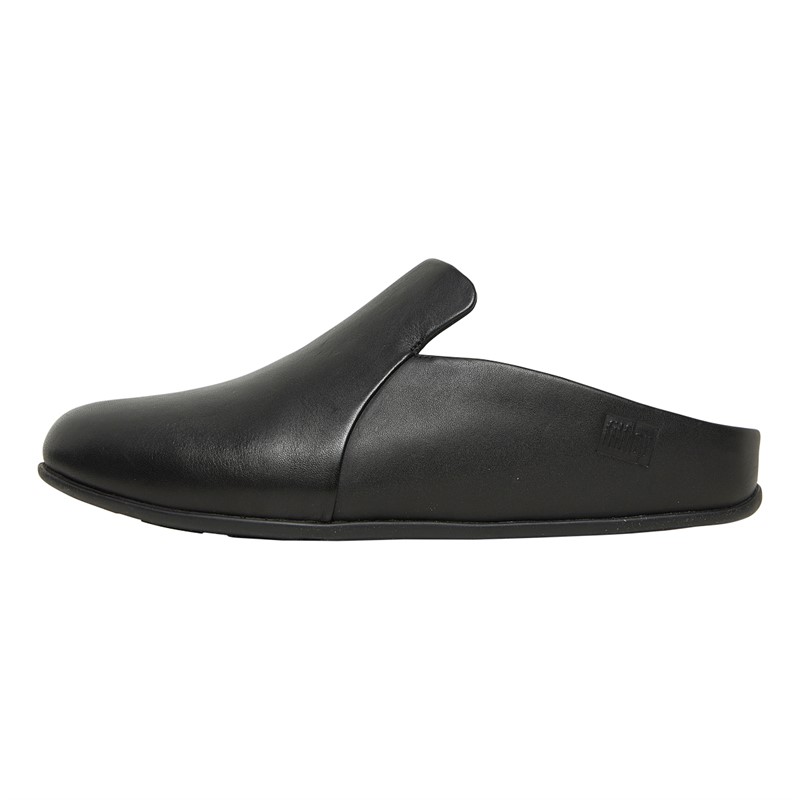 FitFlop Womens Chrissie II Leather Slippers All Black