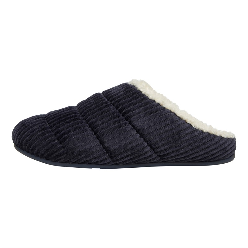 FitFlop Womens Chrissie Fleece Lined Corduroy Mule Slippers Midnight Navy