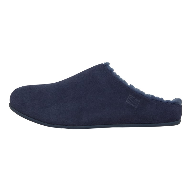 FitFlop Mens Shove Shearling Lined Mule Slippers Midnight Navy