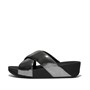 FitFlop Womens Lulu Lustra Cross Strap Sliders All Black