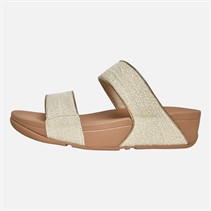 FitFlop Womens Lulu Shimmer Sliders Stone Beige Mix