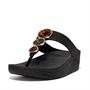 FitFlop Womens Halo Shimmer Toe Post Sandals All Black