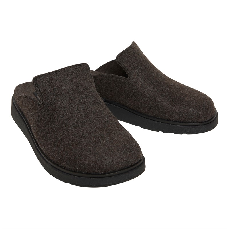 FitFlop Mens Felt Mule Slippers All Black