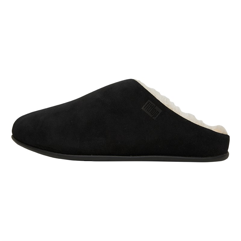 FitFlop Womens Chrissie Shearling Mule Slippers Black