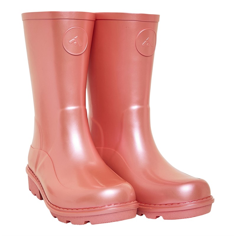 FitFlop Girls Wonderwelly Pearlised Rain Boots Rosy Coral