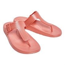 FitFlop Womens Iqushion Buckle Flip Flops Pearlized Rosy Coral