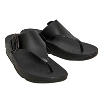 FitFlop Womens Lulu Buckle Toe Post Sandals Black