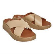 FitFlop Womens F-Mode Flatform Cross Strap Sandals Latte Beige