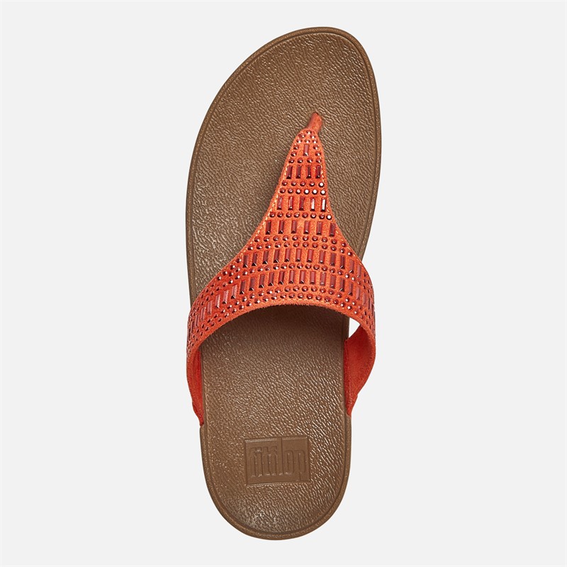 FitFlop Womens Incastone Toe Post Sandals Fire Red