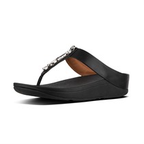 FitFlop Womens Fino Bejewelled Toe Post Sandals Black