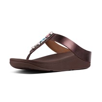 FitFlop Womens Fino Bejewelled Toe Post Sandals Berry