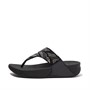 FitFlop Womens Lulu Crystal Feather Wide Fit Toe Post Sandals All Black
