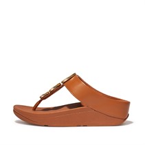 FitFlop Womens Halo Metallic Trim Toe-Post Sandals Light Tan